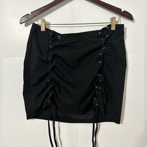 SheIn Curve 1XL Black Laced Mini Skirt NWOT